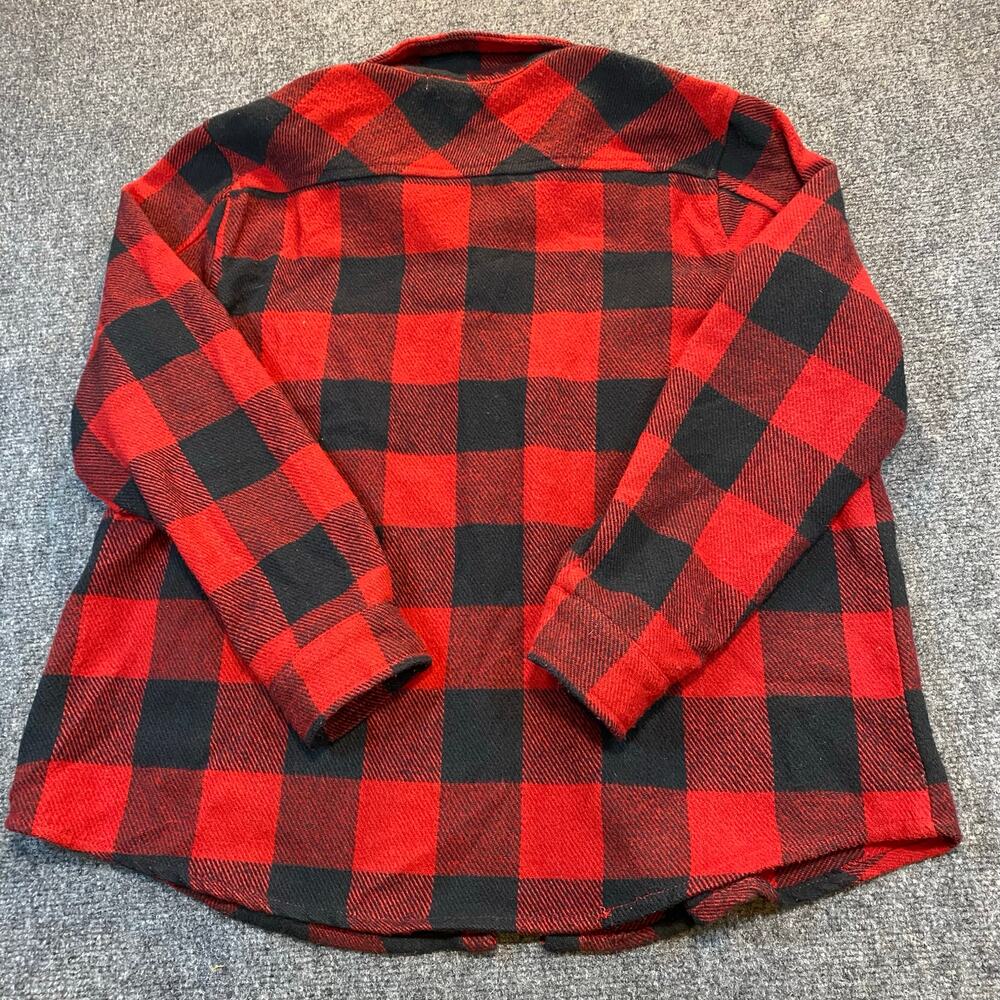 Eco Threads Mens XL Red Black Plaid Flannel Snap Shirt Casual Workwear Cabincore - Picture 4 of 7